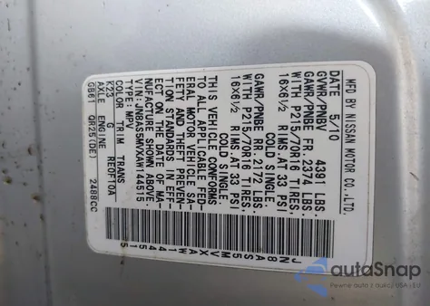 2010 Nissan Rogue S z USA, uszkodzony, nr VIN JN8AS5MVXAW144515